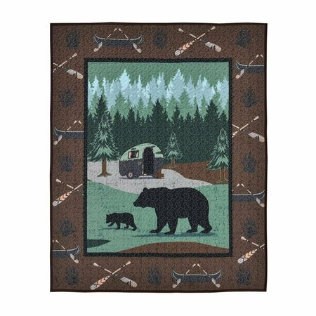 CONVENIENCE CONCEPTS 60 x 50 in. Bear RV Park Decorative Throw Quilt Blanket, Multi Color HI3036889